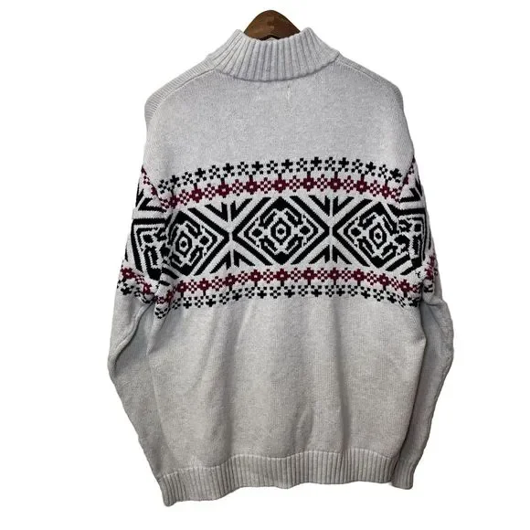 Chaps Fair Isle Nordic Cotton Pullover Mens XL Mock Neck Sweater Apres Chalet - Picture 3 of 16